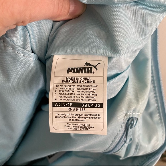 Puma Cartel Tote Bag Dark Blue with Light Blue Trim Silver Hardware Zipper NWT - Picture 14 of 16